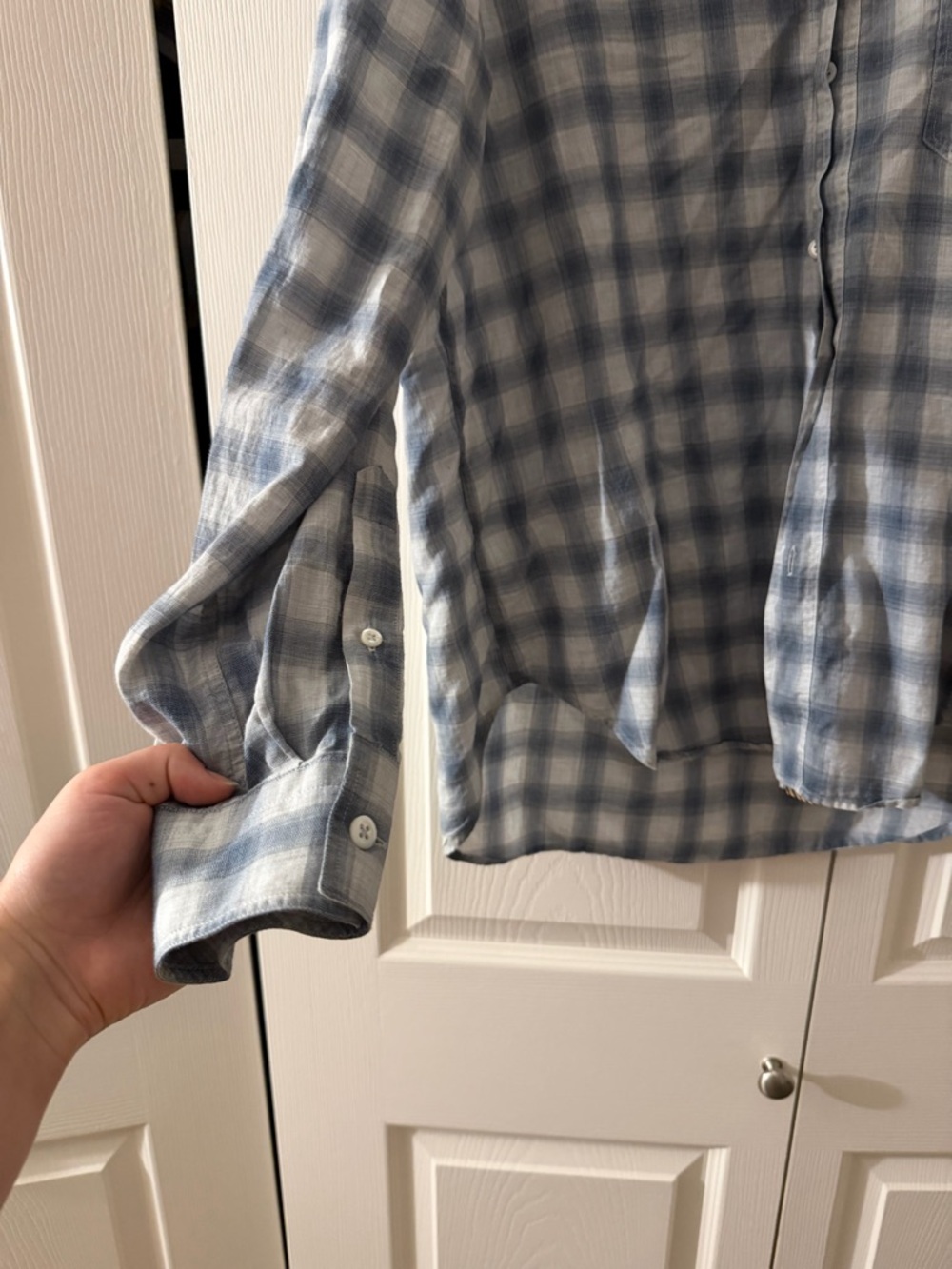Billy Reid Casual Blue Plaid Button-Up Shirt size large cotton collared - Picture 2 of 9